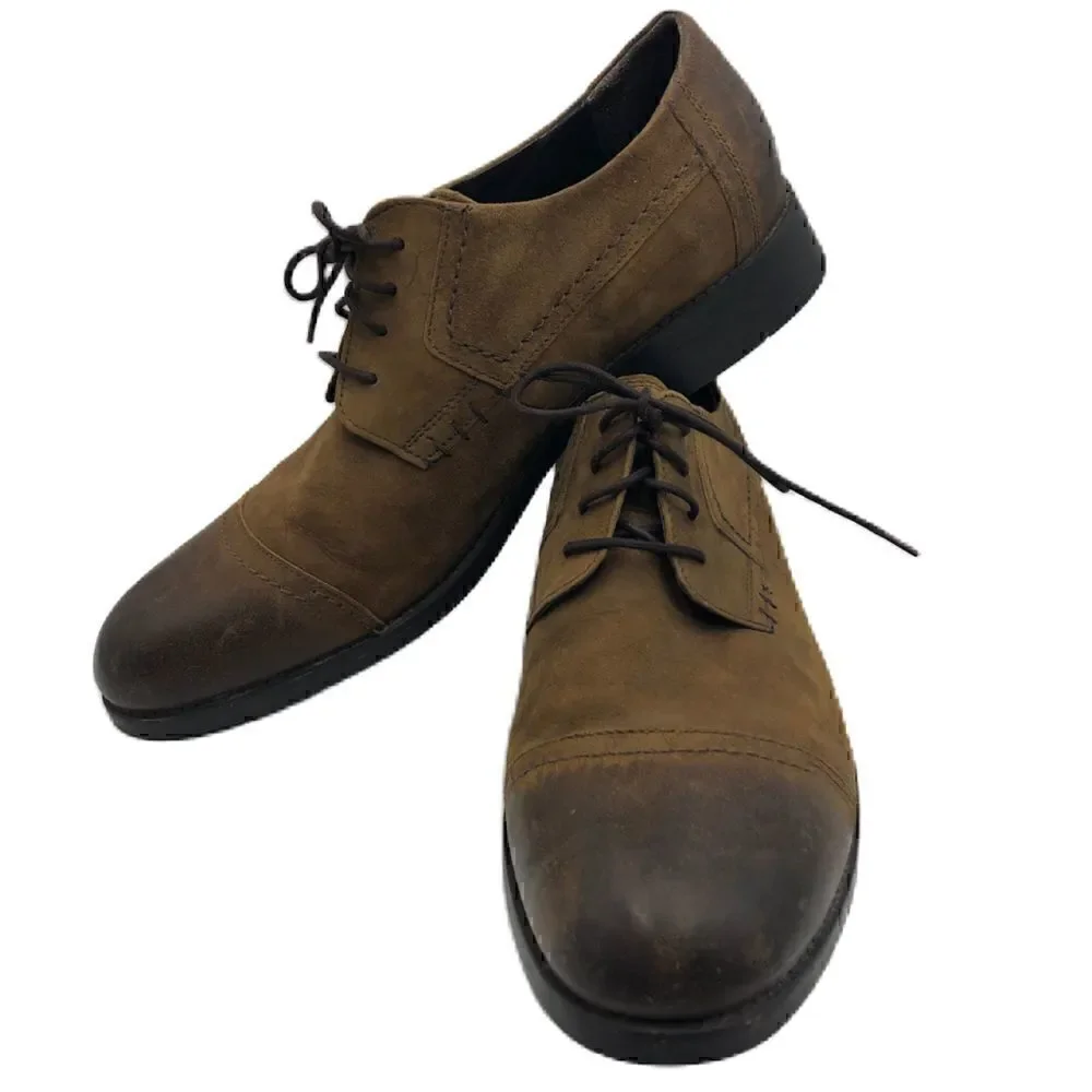 Clarks Men's Brown Leather Cap Toe Lace Up Oxford Shoes Size 12M